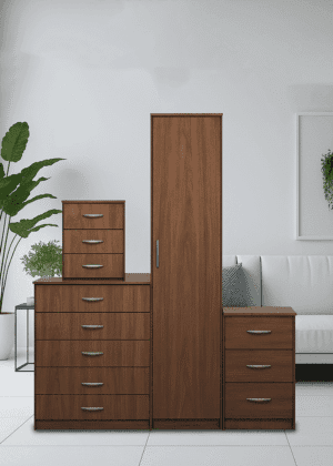 1 Door Wardrobe Set Walnut ( Assembled )