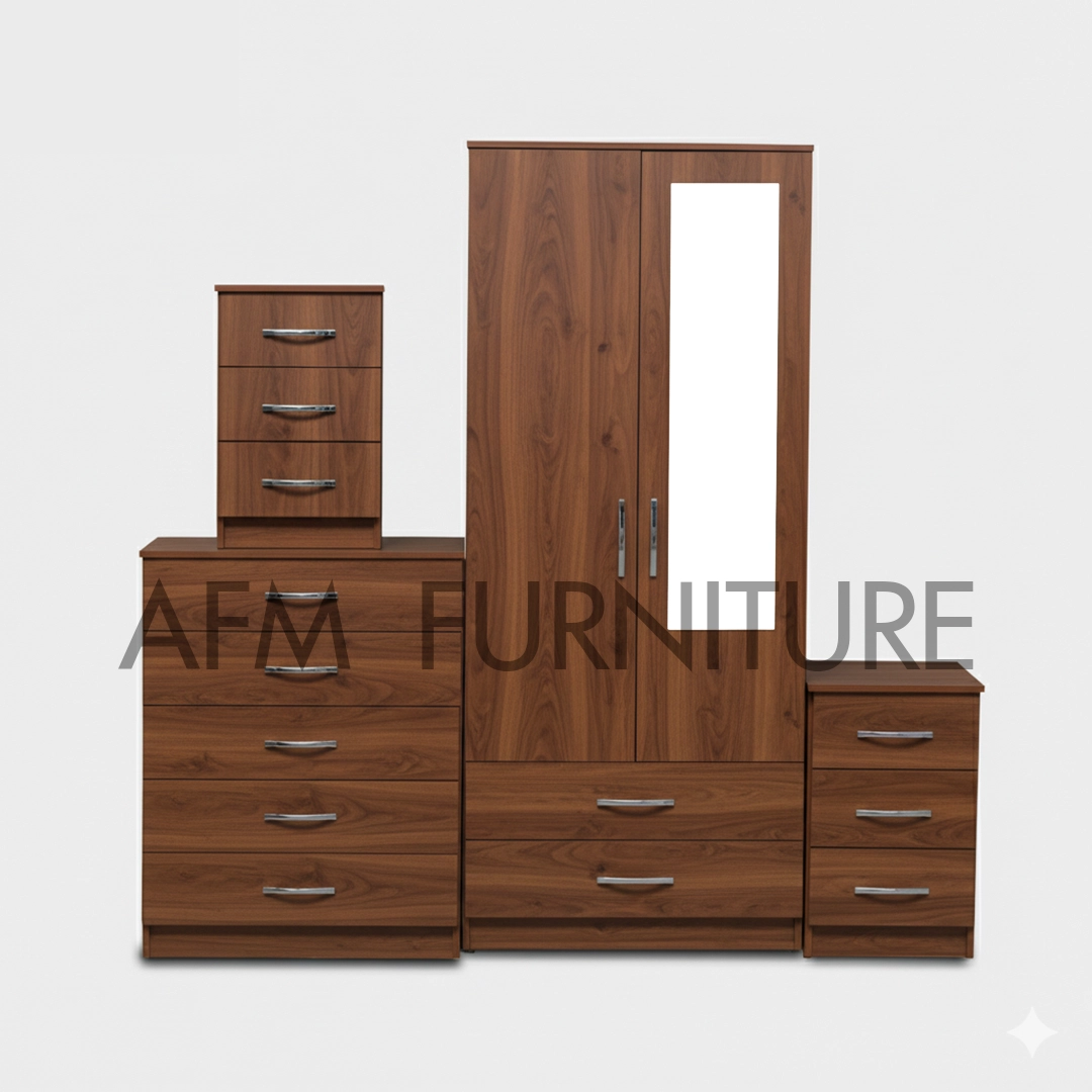 1-HALF MIRROR 2-DOOR WARDROBE SET  ( Assembled ) - Image 3