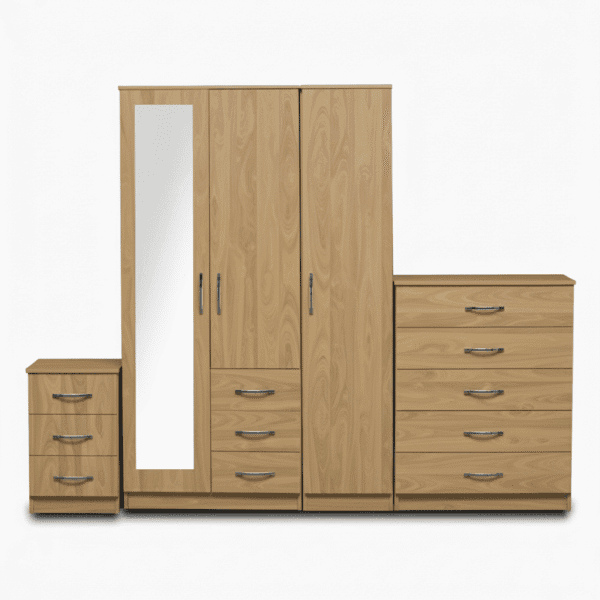 1-FULL MIRROR 3 DOOR WARDROBE (Assembled) - Image 4