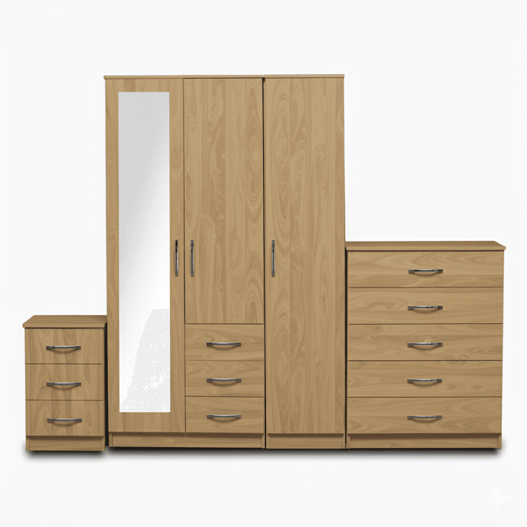 1-FULL MIRROR 3 DOOR WARDROBE (Assembled) - Image 4