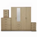 1-HALF MIRROR 4 DOOR WARDROBE SET (Assembled)