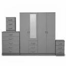 1-HALF MIRROR 4 DOOR WARDROBE SET (Assembled)