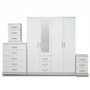 1-HALF MIRROR 4 DOOR WARDROBE SET (Assembled)
