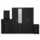 1-HALF MIRROR 4 DOOR WARDROBE SET (Assembled)