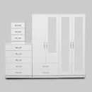 2-FULL, 1-HALF MIRROR 4 DOOR WARDROBE SET (Assembled)