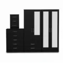 2-FULL, 1-HALF MIRROR 4 DOOR WARDROBE SET (Assembled)