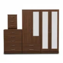 2-FULL, 1-HALF MIRROR 4 DOOR WARDROBE SET (Assembled)