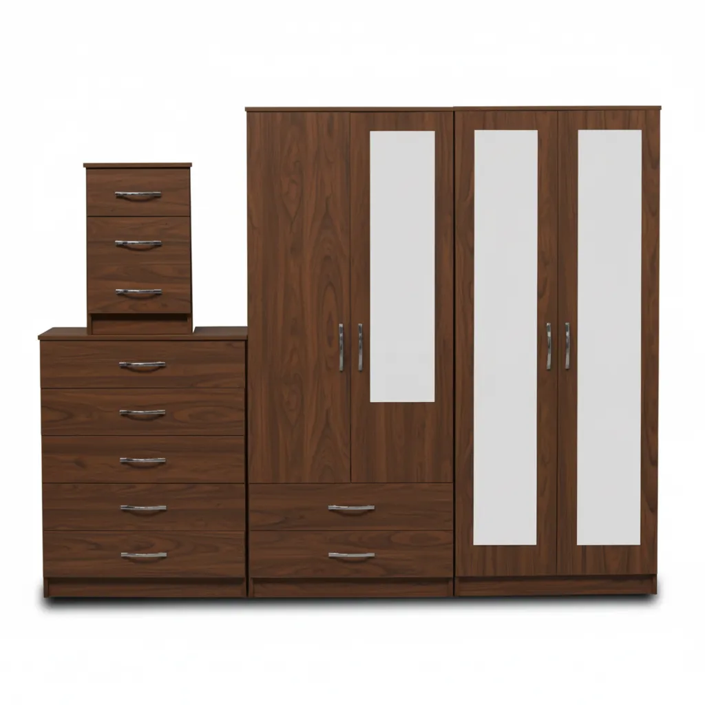 2-FULL, 1-HALF MIRROR 4 DOOR WARDROBE SET (Assembled) - Image 5