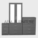2-HALF MIRROR 2 DOOR WARDROBE SET (Assembled)
