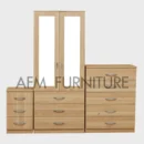 2-HALF MIRROR 2 DOOR WARDROBE SET (Assembled)