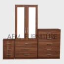 2-HALF MIRROR 2 DOOR WARDROBE SET (Assembled)
