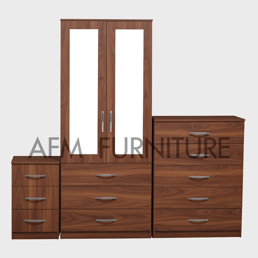 2-HALF MIRROR 2 DOOR WARDROBE SET (Assembled) - Image 5