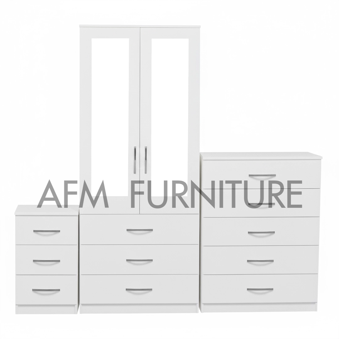 2-HALF MIRROR 2 DOOR WARDROBE SET (Assembled) - Image 4