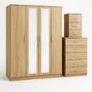 2-FULL CENTER MIRROR 4 DOOR WARDROBE SET (Assembled)