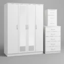 2-FULL CENTER MIRROR 4 DOOR WARDROBE SET (Assembled)