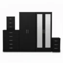 2-FULL MIRROR 4 DOOR WARDROBE SET (Assembled)