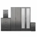 2-FULL MIRROR 4 DOOR WARDROBE SET (Assembled)