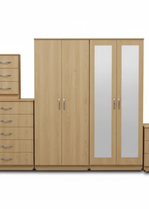 2-FULL MIRROR 4 DOOR WARDROBE SET (Assembled)
