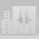 2-HALF MIRROR WITH 4-BOTTOM DRAWERS  4 DOOR WARDROBE SET (Assembled)