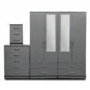 2-HALF MIRROR WITH 4-BOTTOM DRAWERS  4 DOOR WARDROBE SET (Assembled)