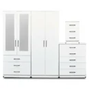 2-HALF MIRROR WITH 2-BOTTOM DRAWERS 4 DOOR WARDROBE SET (Assembled)