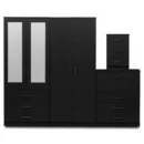 2-HALF MIRROR WITH 2-BOTTOM DRAWERS 4 DOOR WARDROBE SET (Assembled)
