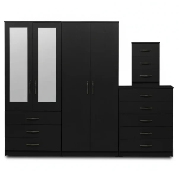 2-HALF MIRROR WITH 2-BOTTOM DRAWERS 4 DOOR WARDROBE SET (Assembled) - Image 5