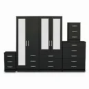 1-FULL, 2-HALLF MIRROR 4 DOOR WARDROBE SET (Assembled)