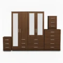 1-FULL, 2-HALLF MIRROR 4 DOOR WARDROBE SET (Assembled)