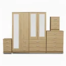 1-FULL, 2-HALLF MIRROR 4 DOOR WARDROBE SET (Assembled)