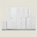 1-FULL, 2-HALLF MIRROR 4 DOOR WARDROBE SET (Assembled)