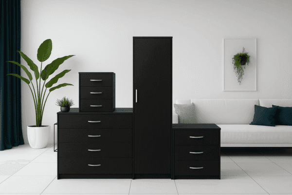 1 Door Wardrobe Set Black ( Assembled )