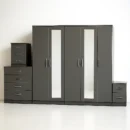 2-FULL MIRROR 5 DOOR WARDROBE SET (Assembled)