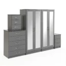 4-FULL MIRROR 4 DOOR WARDROBE SET (Assembled)