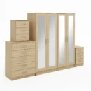 4-FULL MIRROR 4 DOOR WARDROBE SET (Assembled)