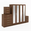 4-FULL MIRROR 4 DOOR WARDROBE SET (Assembled)
