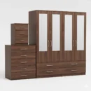 4-HALF MIRROR 4 DOOR WARDROBE SET (Assembled)