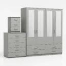 4-HALF MIRROR 4 DOOR WARDROBE SET (Assembled)