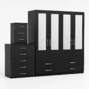 4-HALF MIRROR 4 DOOR WARDROBE SET (Assembled)