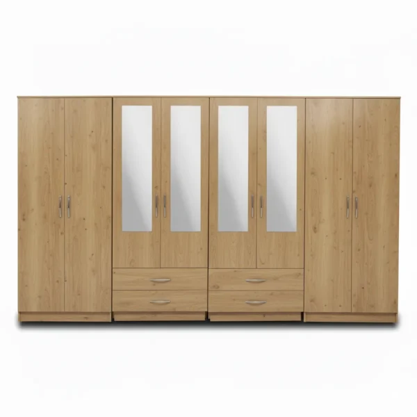 4-HALF MIRROR WITH 4-BOTTOM DRAWERS 8 DOOR WARDROBE (Assembled) - Image 4