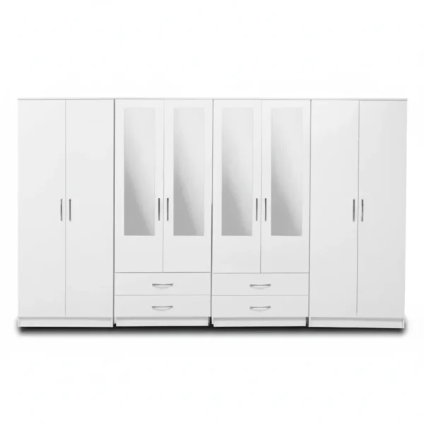 4-HALF MIRROR WITH 4-BOTTOM DRAWERS 8 DOOR WARDROBE (Assembled) - Image 3