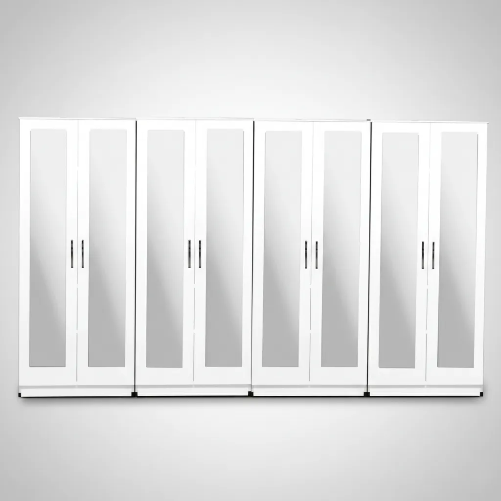 8-FULL MIRROR 8 DOOR WARDROBE (Assembled)