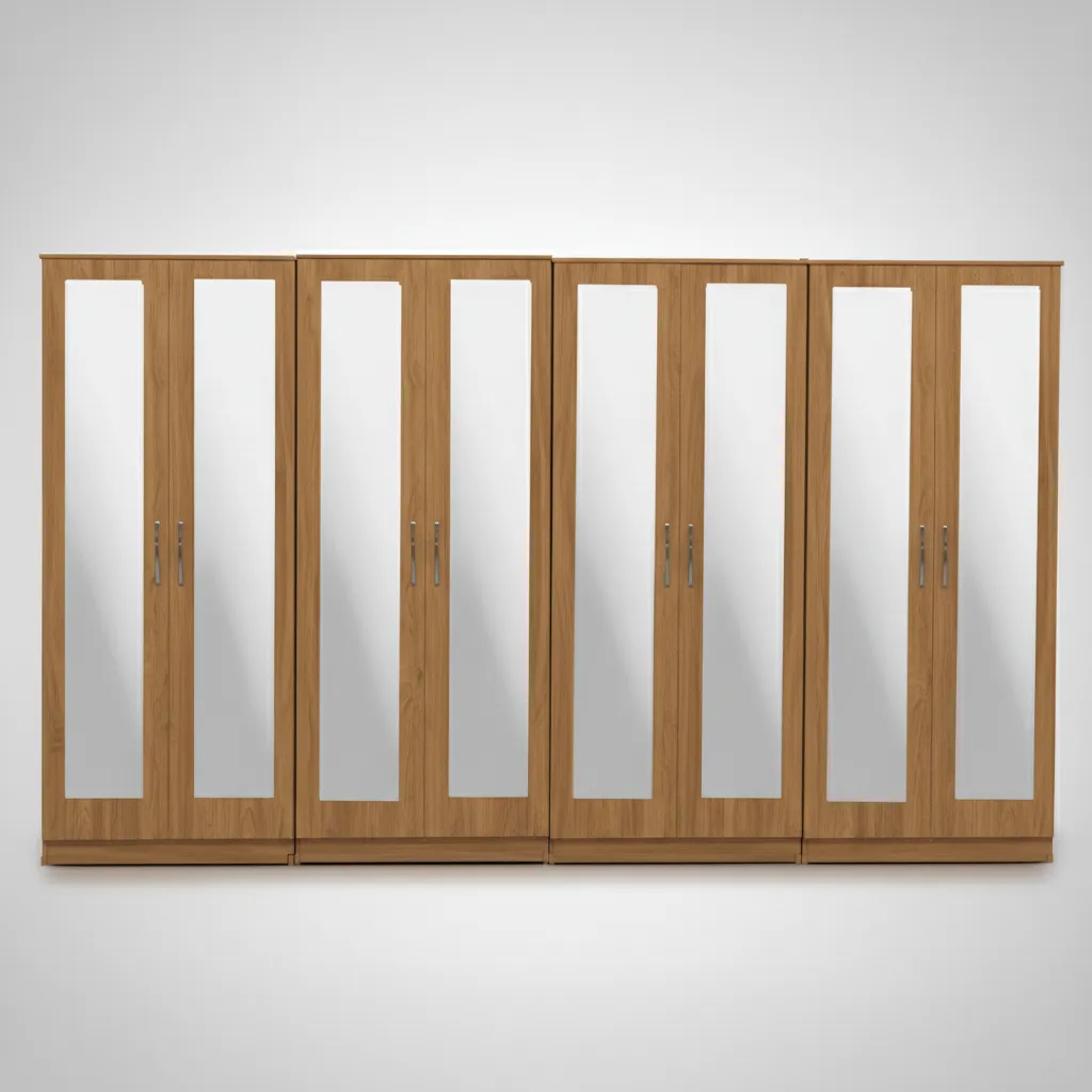 8-FULL MIRROR 8 DOOR WARDROBE (Assembled) - Image 2