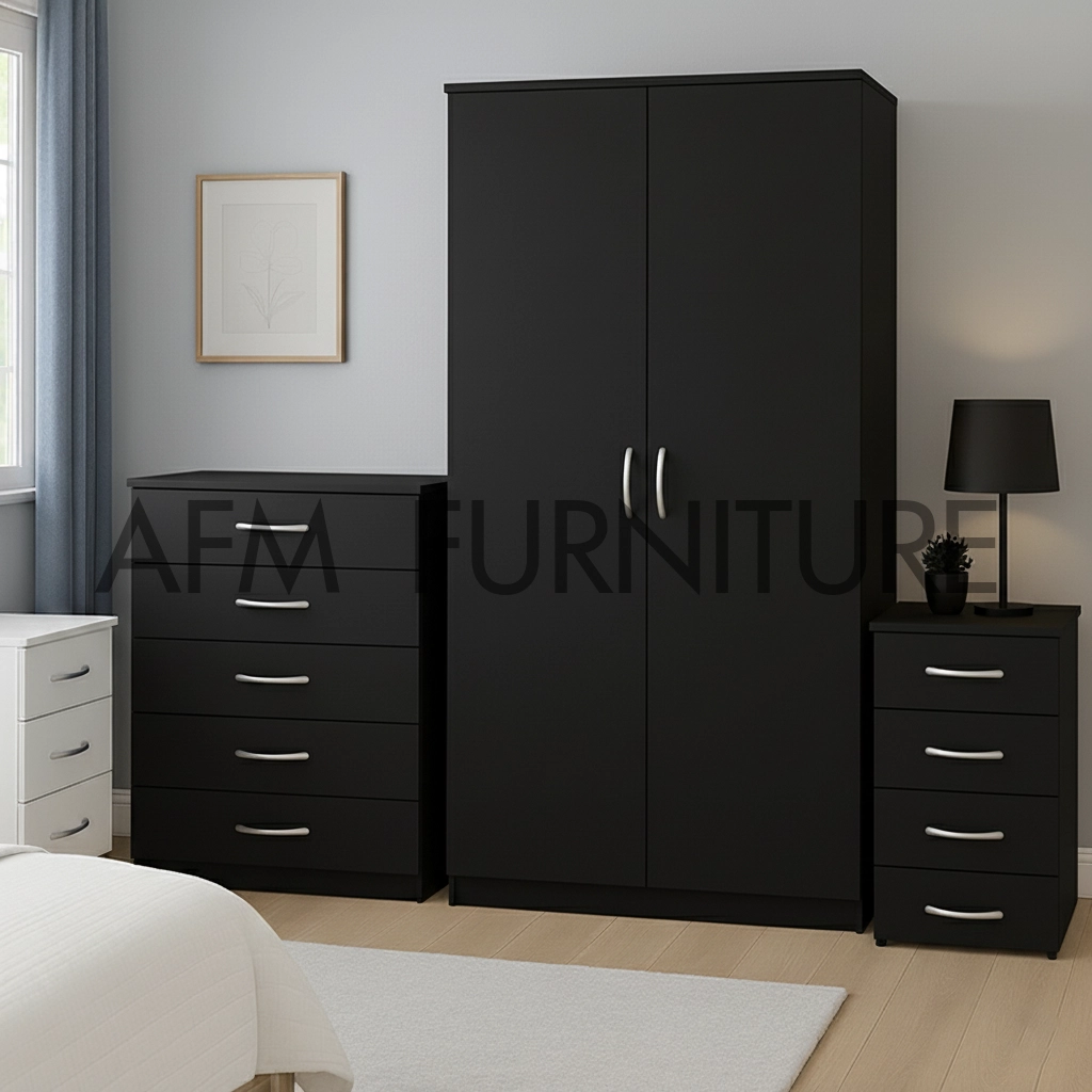 SIMPLE 2 DOOR WARDROBE SET (Assembled) - Image 4