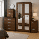 2-FULL MIRROR 2 DOOR WARDROBE SET (Assembled)