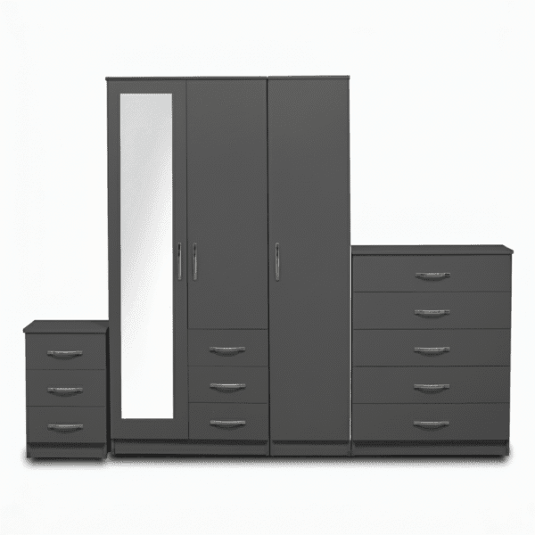 1-FULL MIRROR 3 DOOR WARDROBE (Assembled) - Image 5