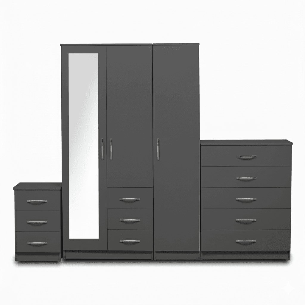 1-FULL MIRROR 3 DOOR WARDROBE (Assembled) - Image 5