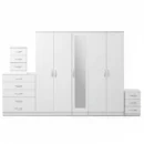 1-FULL MIRROR 5 DOOR WARDROBE SET (Assembled)