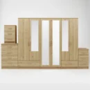 2-FULL, 2-HALF MIRROR 6 DOOR WARDROBE (Assembled)