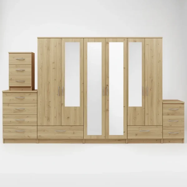 2-FULL, 2-HALF MIRROR 6 DOOR WARDROBE (Assembled) - Image 4